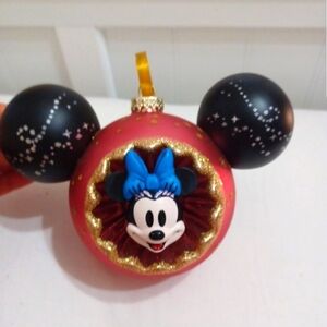 Minnie Mouse two sided sunburst christmas ornament icon glass 2022